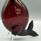 Vintage Murano Stil Glas Vase Fisch Rubinrot mit klaren Flossen