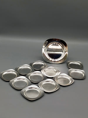 Vintage Edelstahl Untersetzer Set 12 teiligElegante Schälchen