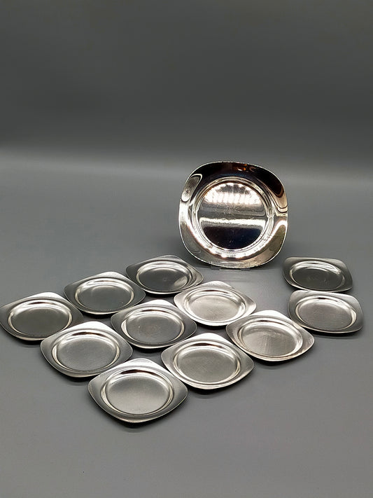 Vintage Edelstahl Untersetzer Set 12 teiligElegante Schälchen