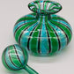 Vintage Murano Stil Glas Parfümflakon Grün Blau Gestreift