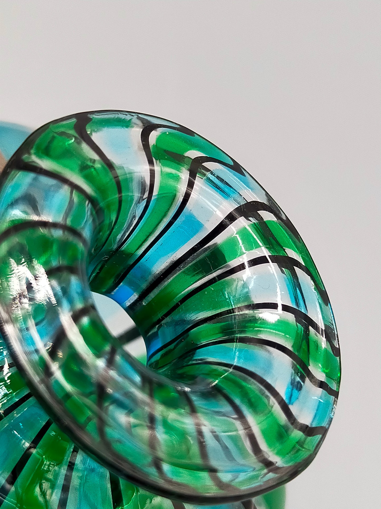 Vintage Murano Stil Glas Parfümflakon Grün Blau Gestreift