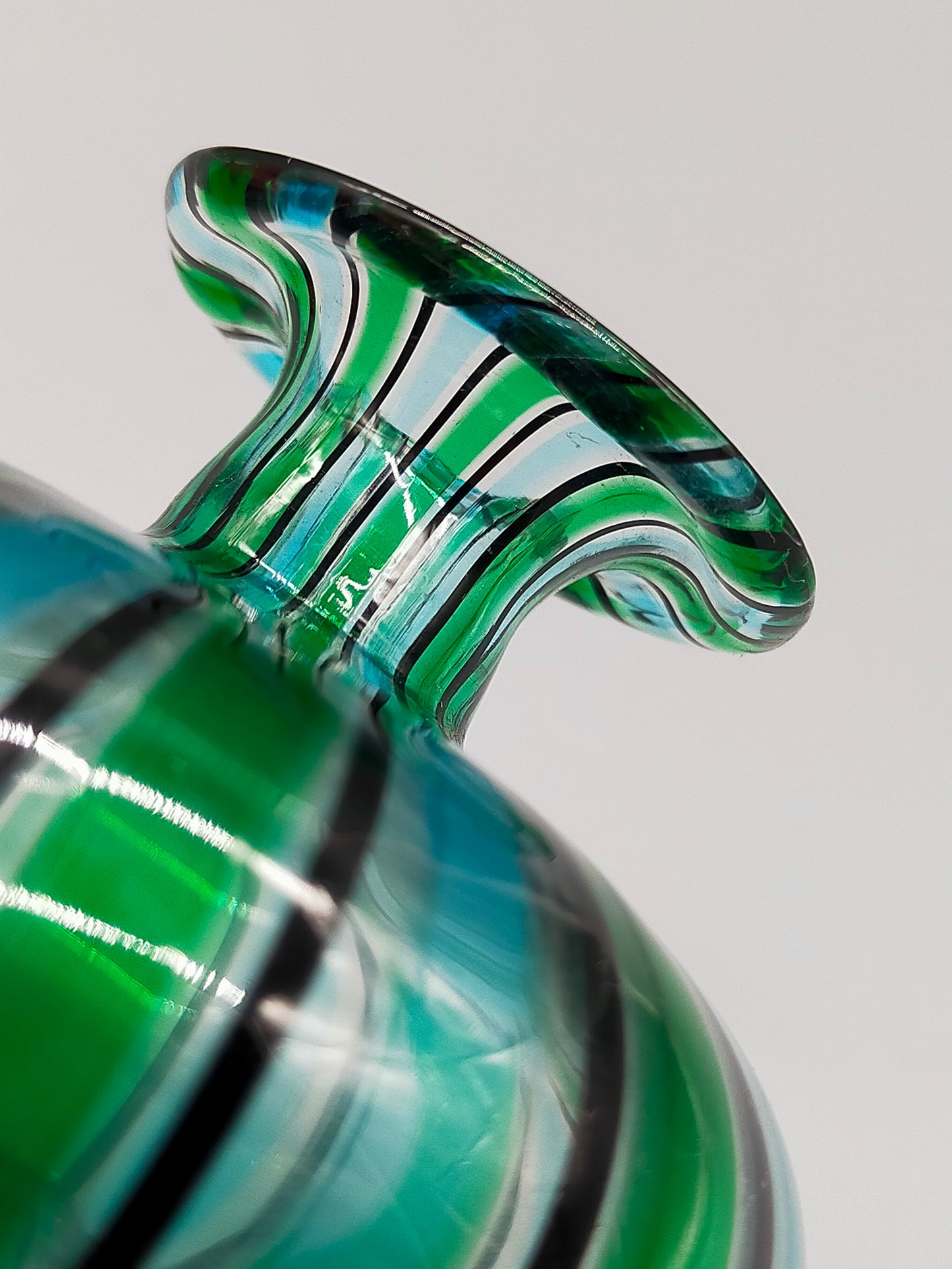 Vintage Murano Stil Glas Parfümflakon Grün Blau Gestreift