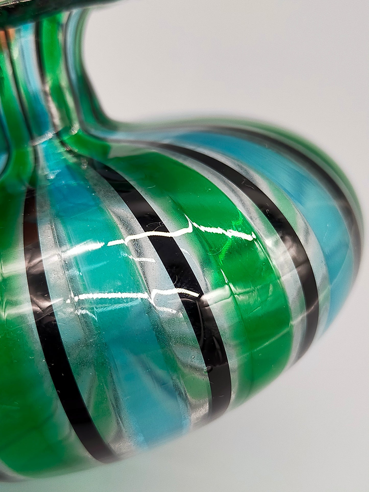 Vintage Murano Stil Glas Parfümflakon Grün Blau Gestreift