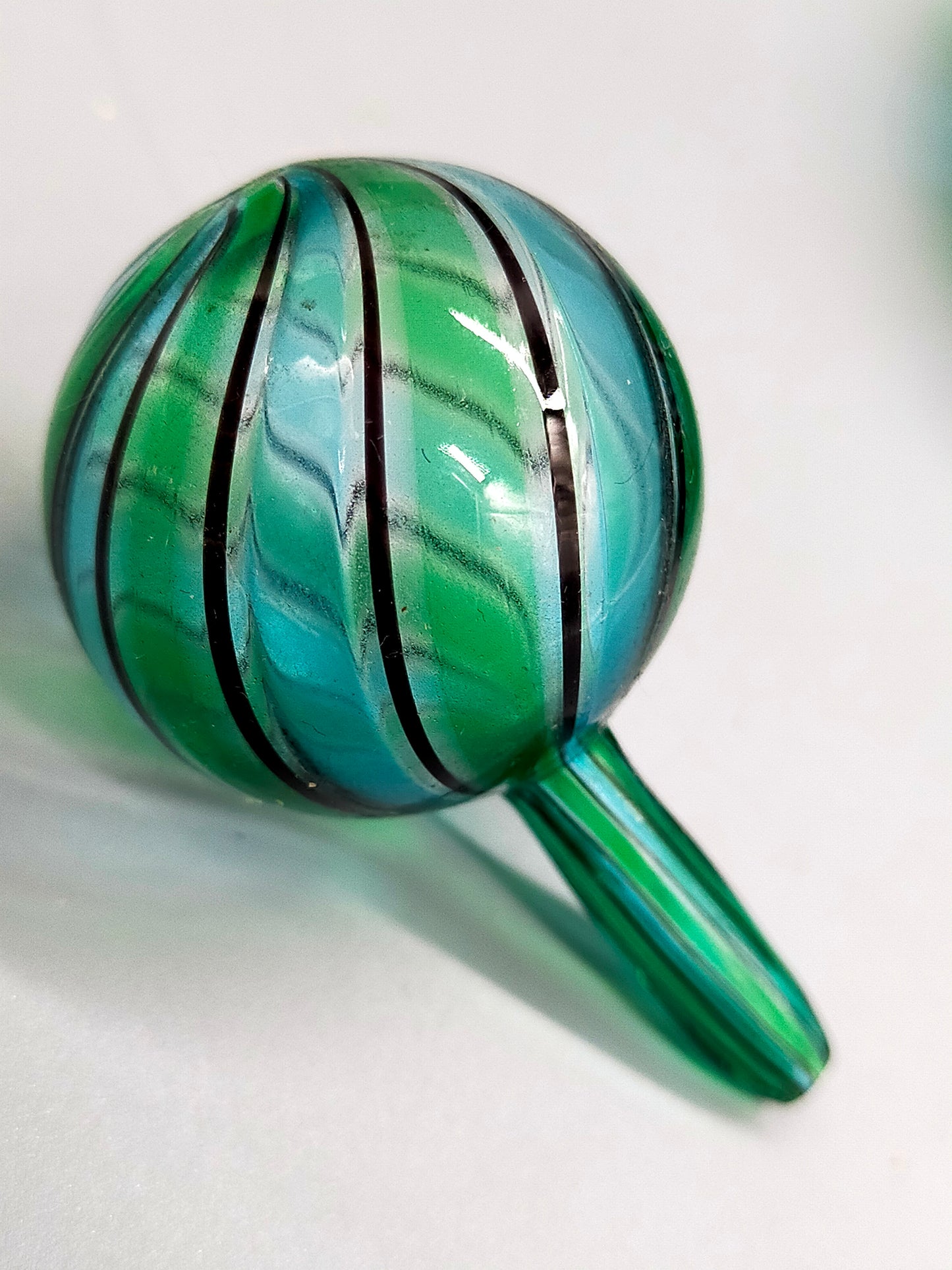Vintage Murano Stil Glas Parfümflakon Grün Blau Gestreift
