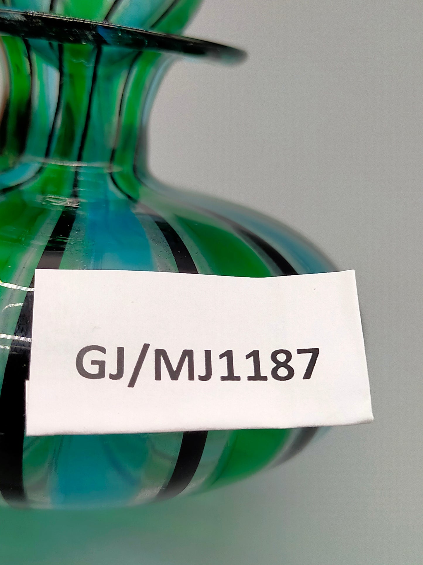 Vintage Murano Stil Glas Parfümflakon Grün Blau Gestreift