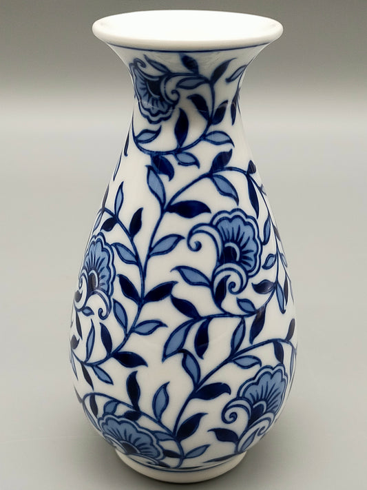Klassische Strauss Home Porzellan Vase Blau-Weißes Blumendesign