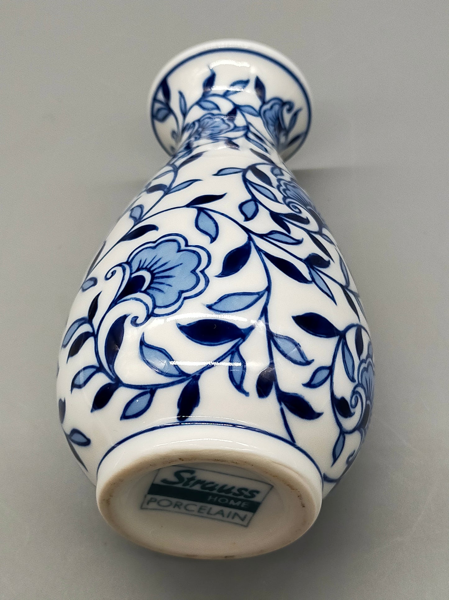 Klassische Strauss Home Porzellan Vase Blau-Weißes Blumendesign