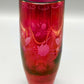 Edle Vintage Glas Vase Rotes Kristallglas mit Blumen-Dekor