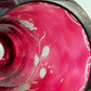 Edle Vintage Glas Vase Rotes Kristallglas mit Blumen-Dekor