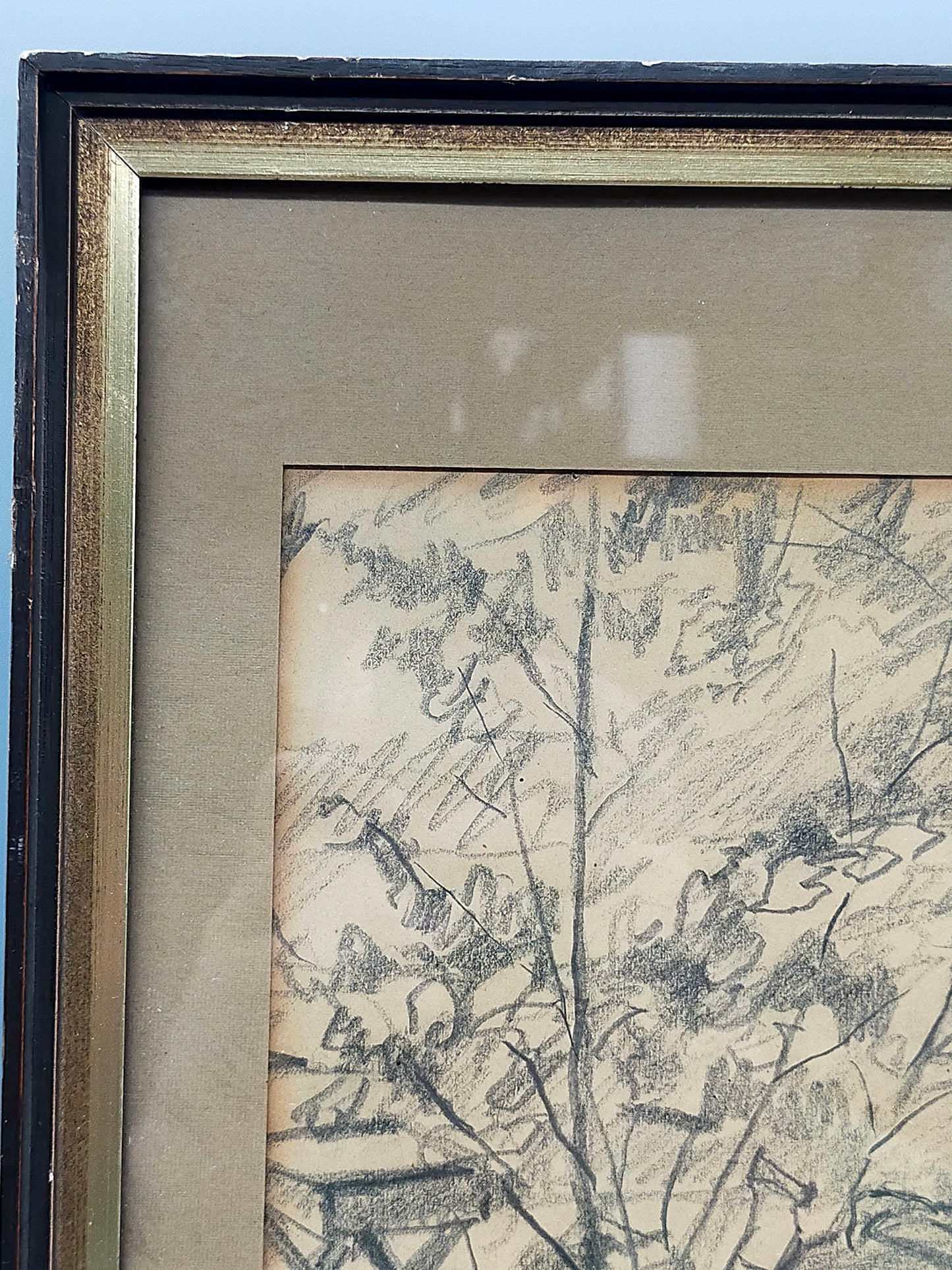 Original Zeichnung von Karl Krummacher Ältere Dame im Garten