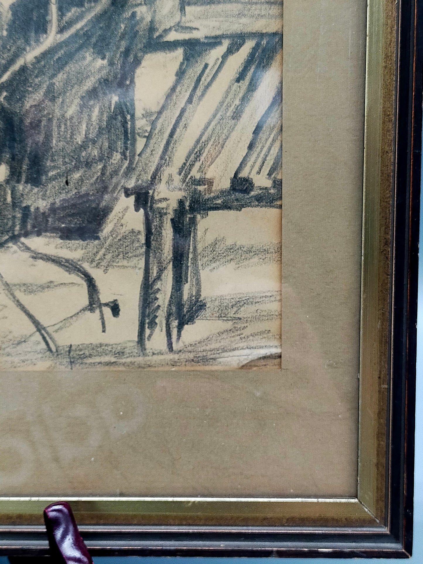 Original Zeichnung von Karl Krummacher Ältere Dame im Garten