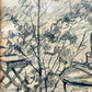 Original Zeichnung von Karl Krummacher Ältere Dame im Garten