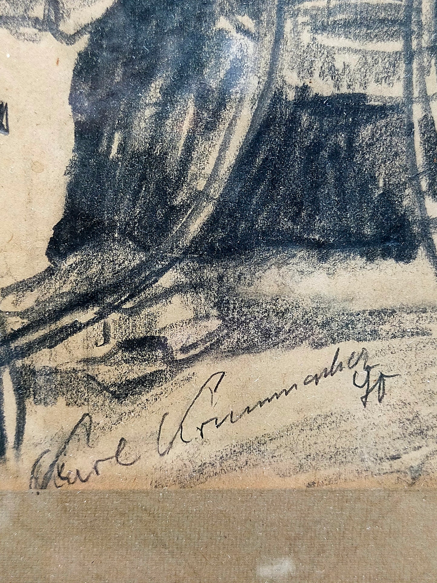 Original Zeichnung von Karl Krummacher Ältere Dame im Garten