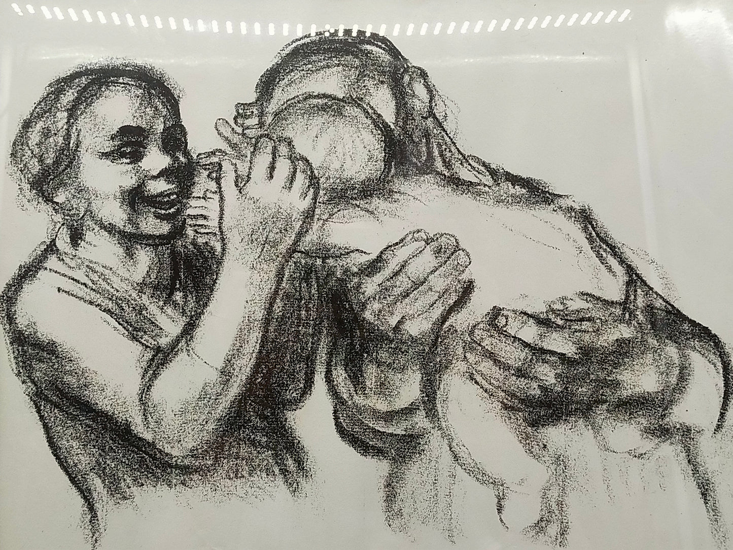 Käthe Kollwitz Zeichnung Mutter und Kind Gerahmte Grafik