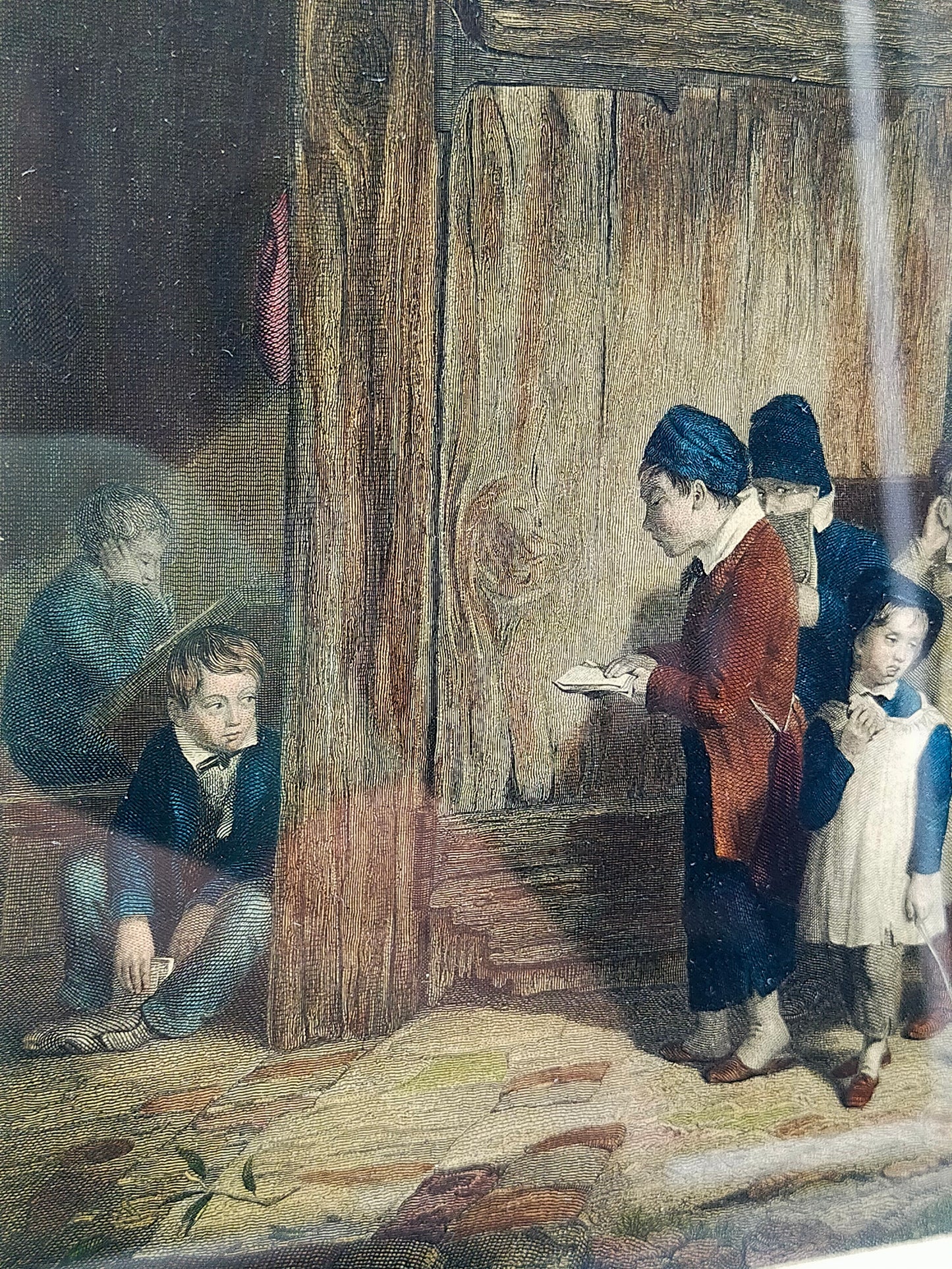 Britische Schule (XIX) Going to school nach T. Webster Antiker Druck