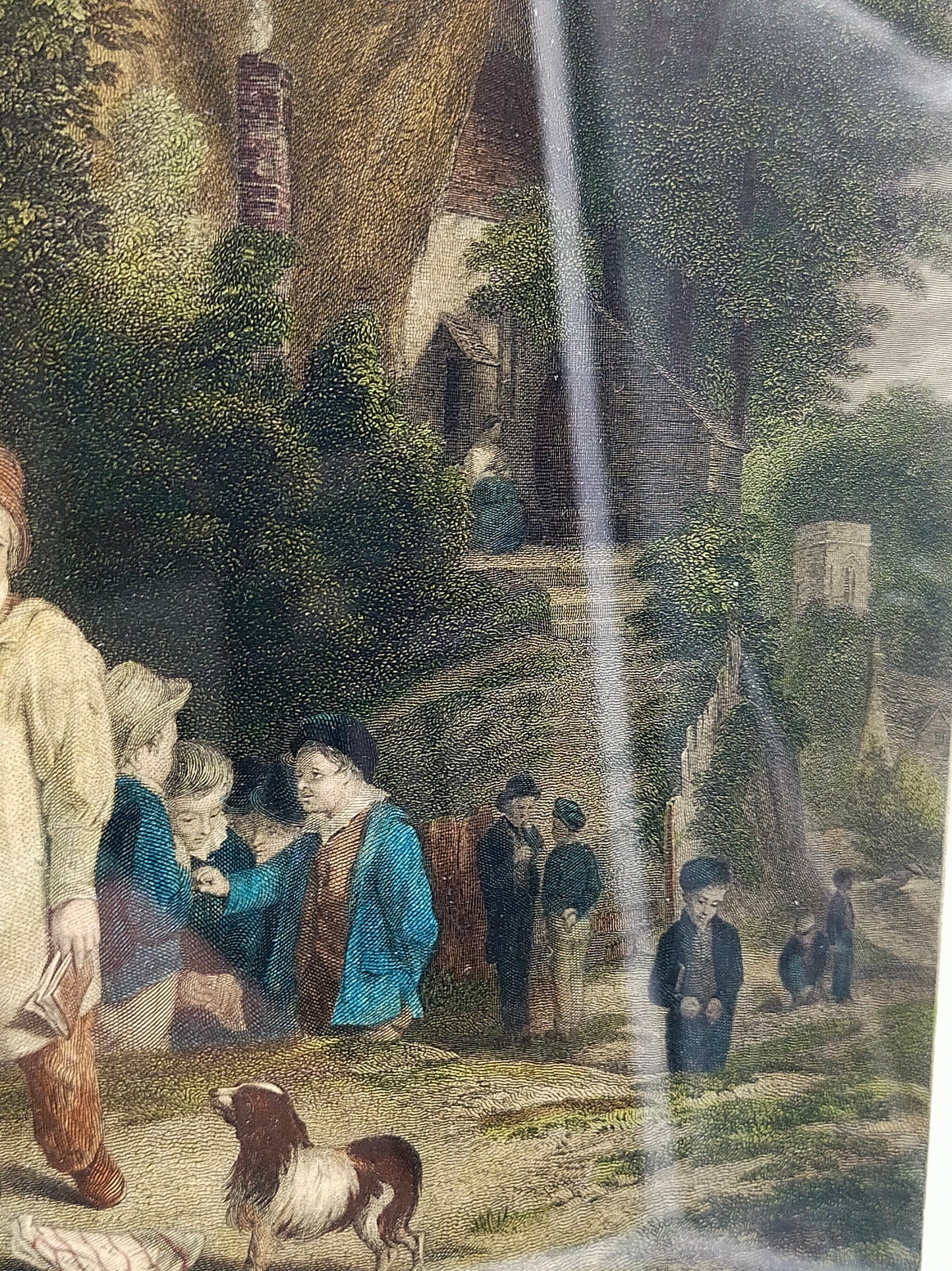 Britische Schule (XIX) Going to school nach T. Webster Antiker Druck