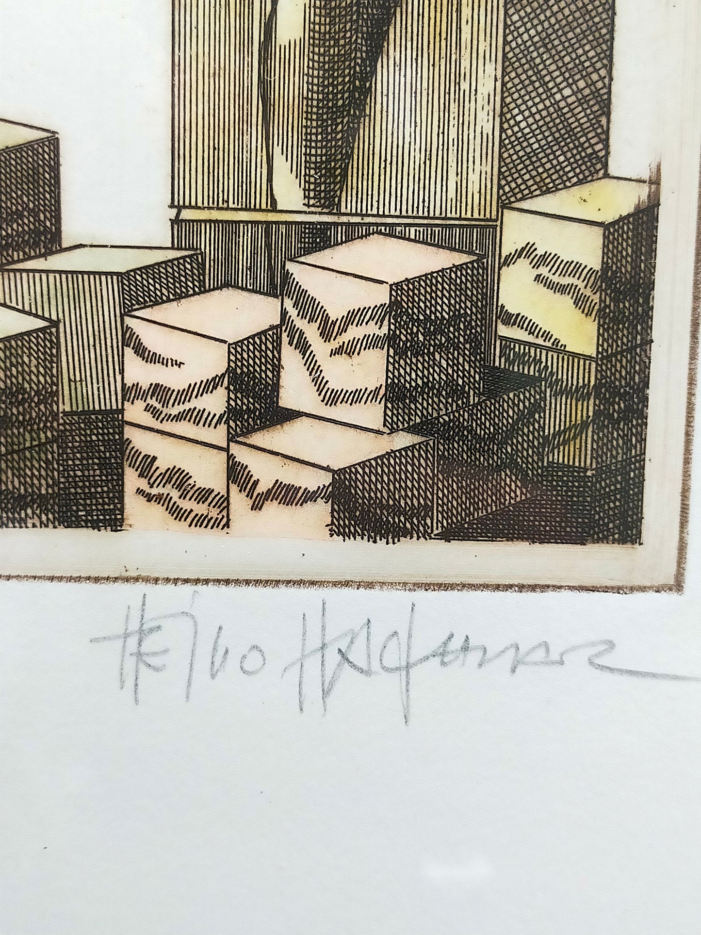 Heino Heidhues Steinbock Radierung (1984) Signierte Grafik im Rahmen