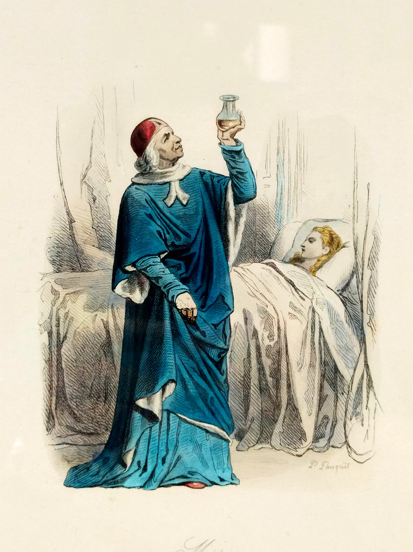 Französische Schule (XIX) Medizin im Jahr 1493 Kolorierter Stich