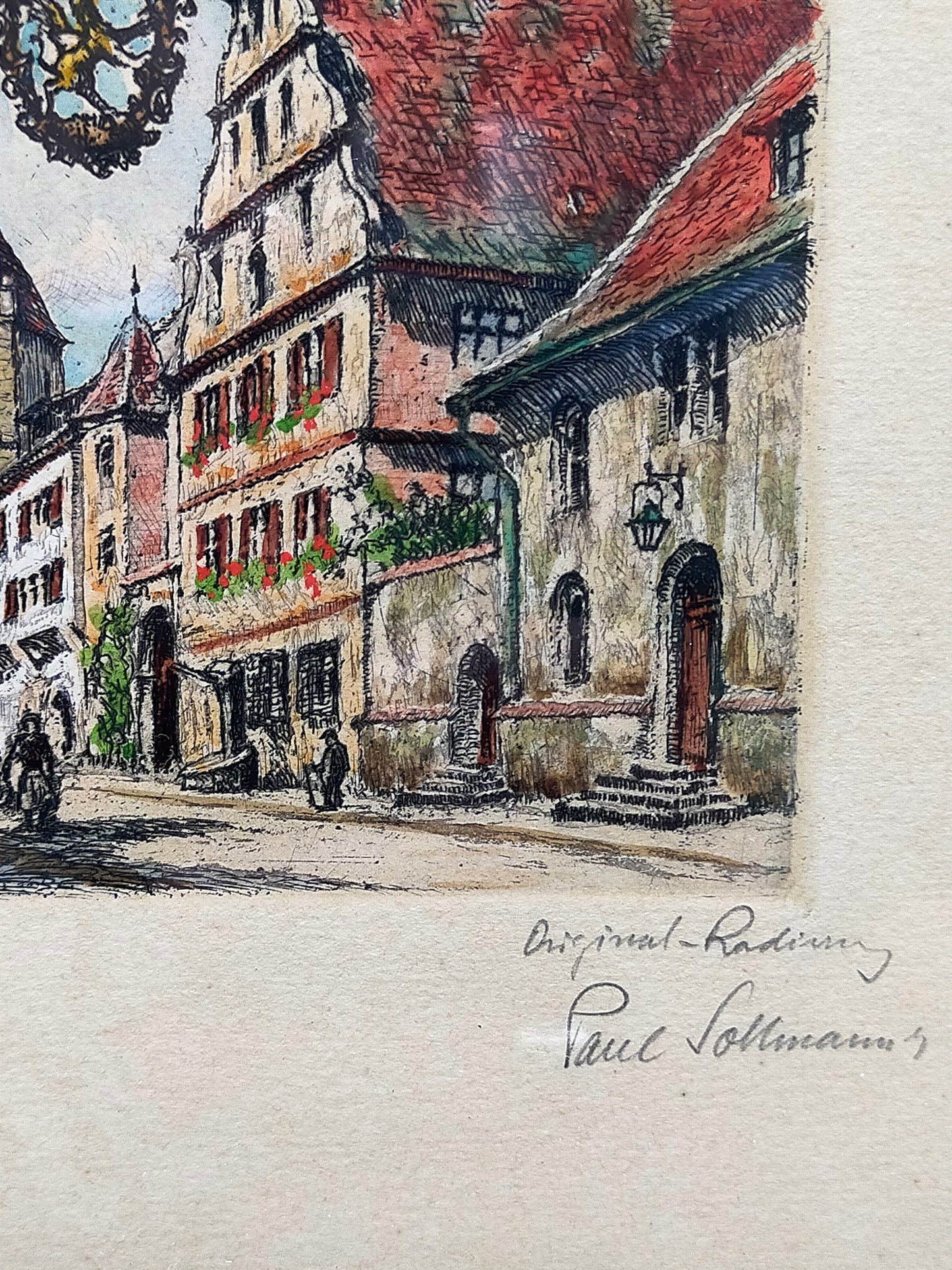 Paul Sollmann Dinkelsbühl am Rothenburger Tor Original Radierung