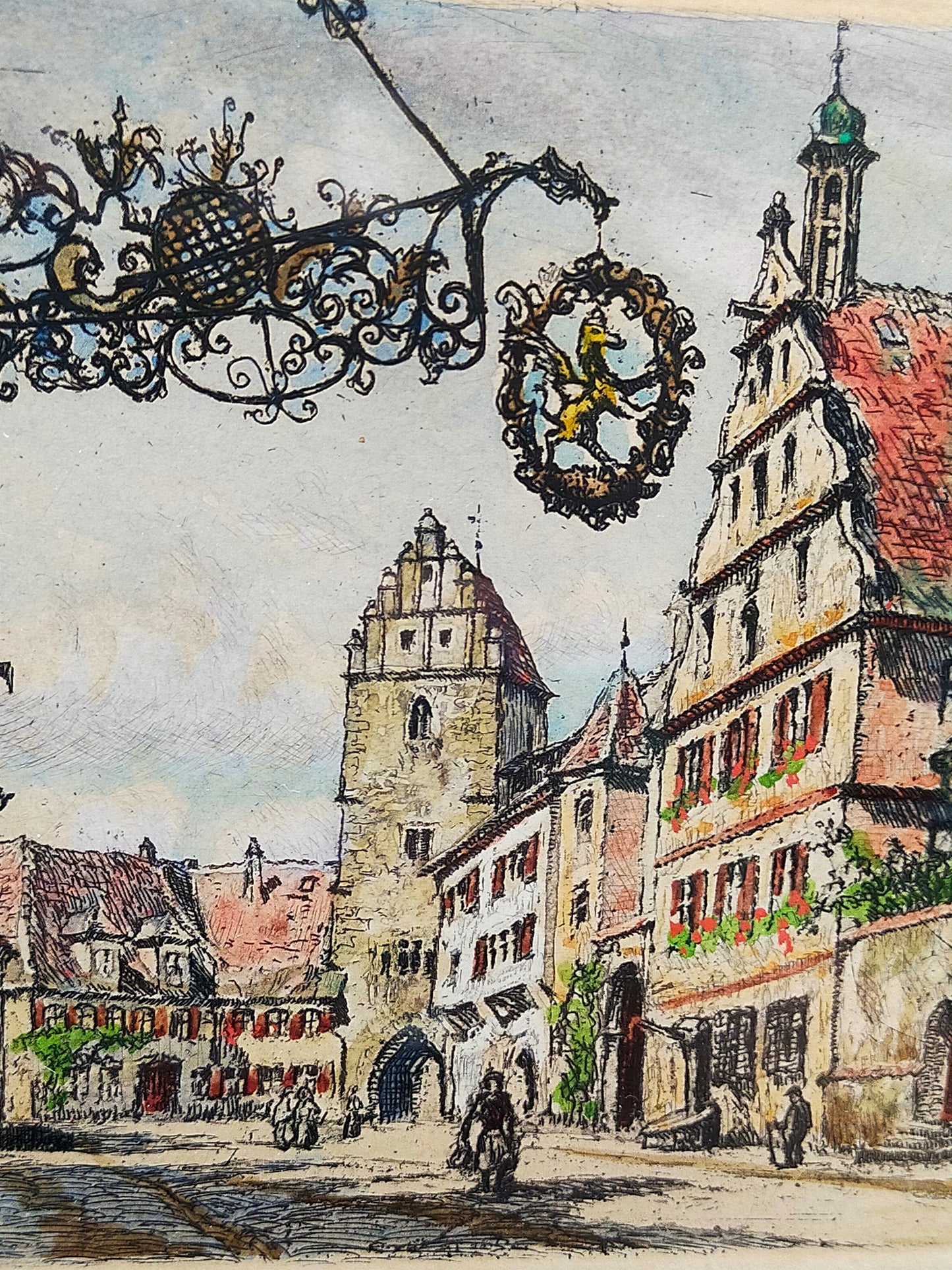 Paul Sollmann Dinkelsbühl am Rothenburger Tor Original Radierung
