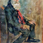 Deutsche Schule (XX) Sitzender Herr mit rotem Schal Ölgemälde