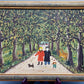 Deutsche Schule (XX) Spaziergang durch den Wald Naive Kunst Ölgemälde