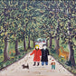 Deutsche Schule (XX) Spaziergang durch den Wald Naive Kunst Ölgemälde