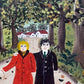 Deutsche Schule (XX) Spaziergang durch den Wald Naive Kunst Ölgemälde