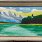 Deutsche Schule (XX) Berglandschaft mit See und Kirche Ölgemälde