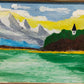 Deutsche Schule (XX) Berglandschaft mit See und Kirche Ölgemälde