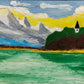 Deutsche Schule (XX) Berglandschaft mit See und Kirche Ölgemälde