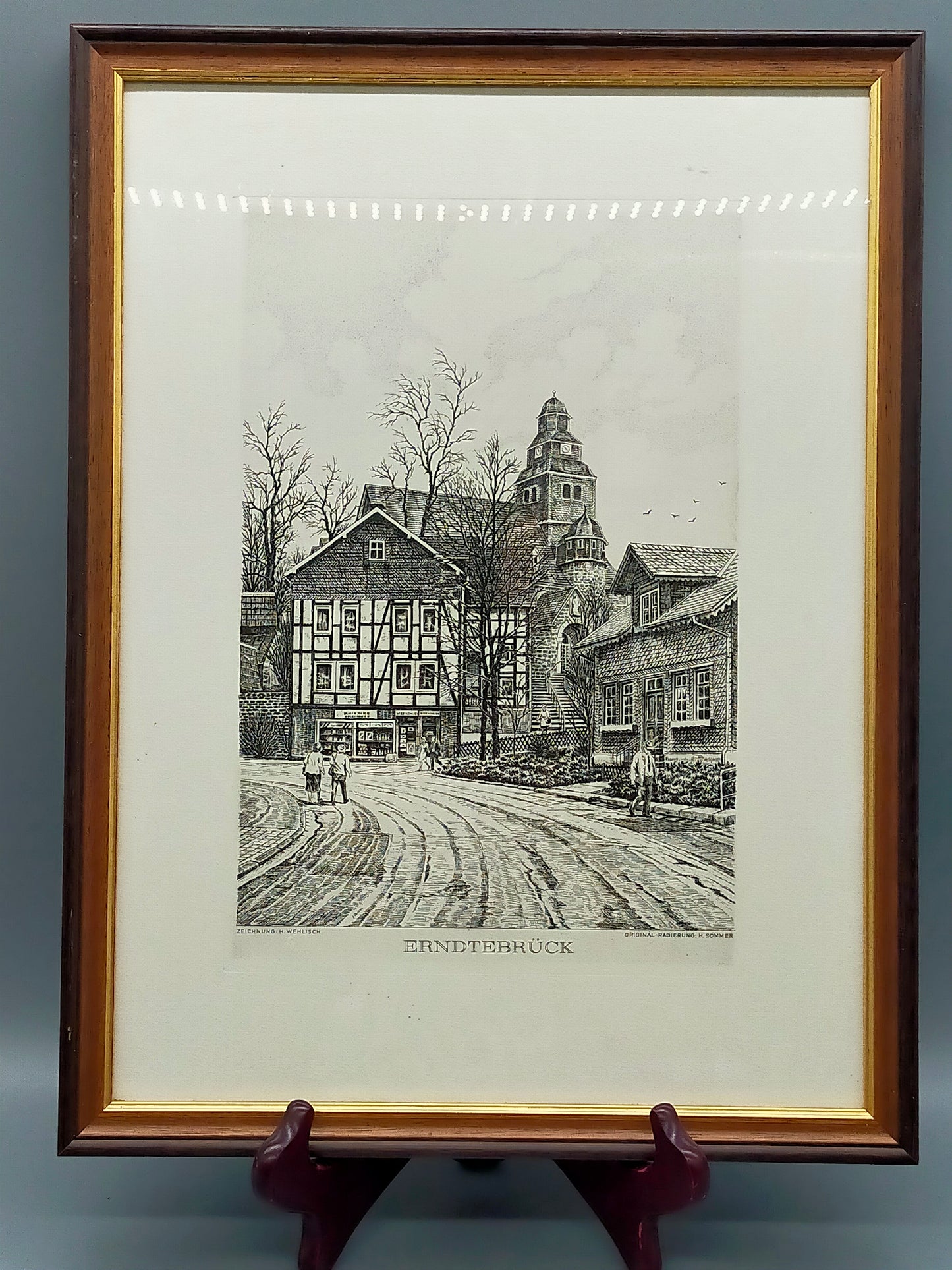 Deutsche Schule (XX) Historische Ansicht Erndtebrück Original Radierung
