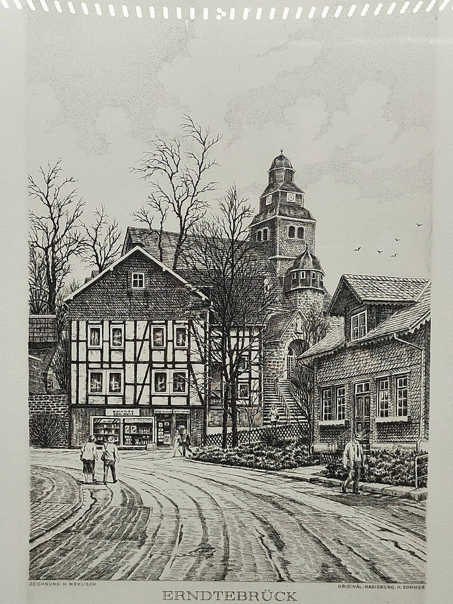 Deutsche Schule (XX) Historische Ansicht Erndtebrück Original Radierung
