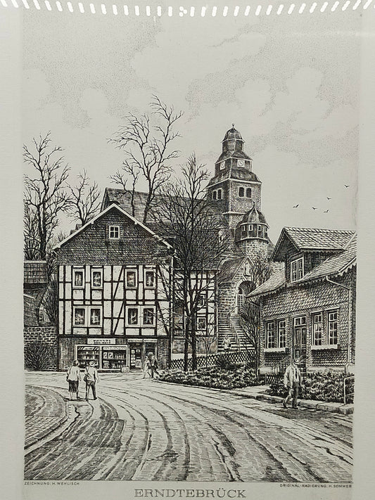 Deutsche Schule (XX) Historische Ansicht Erndtebrück Original Radierung