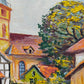 Deutsche Schule (XX) Romantische Dorfstraße mit Kirche Ölgemälde