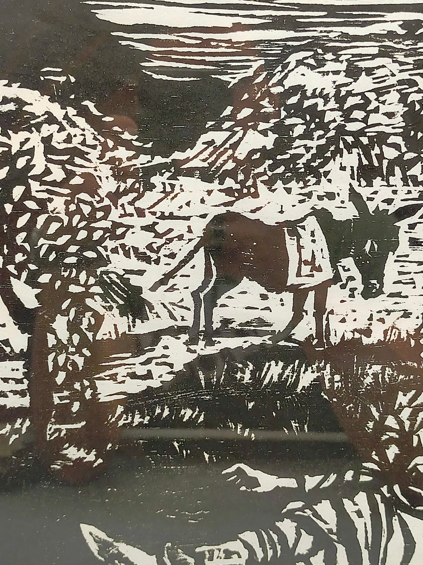 Willi Dirx (1954) Barmherziger Samariter Original Holzschnitt signiert