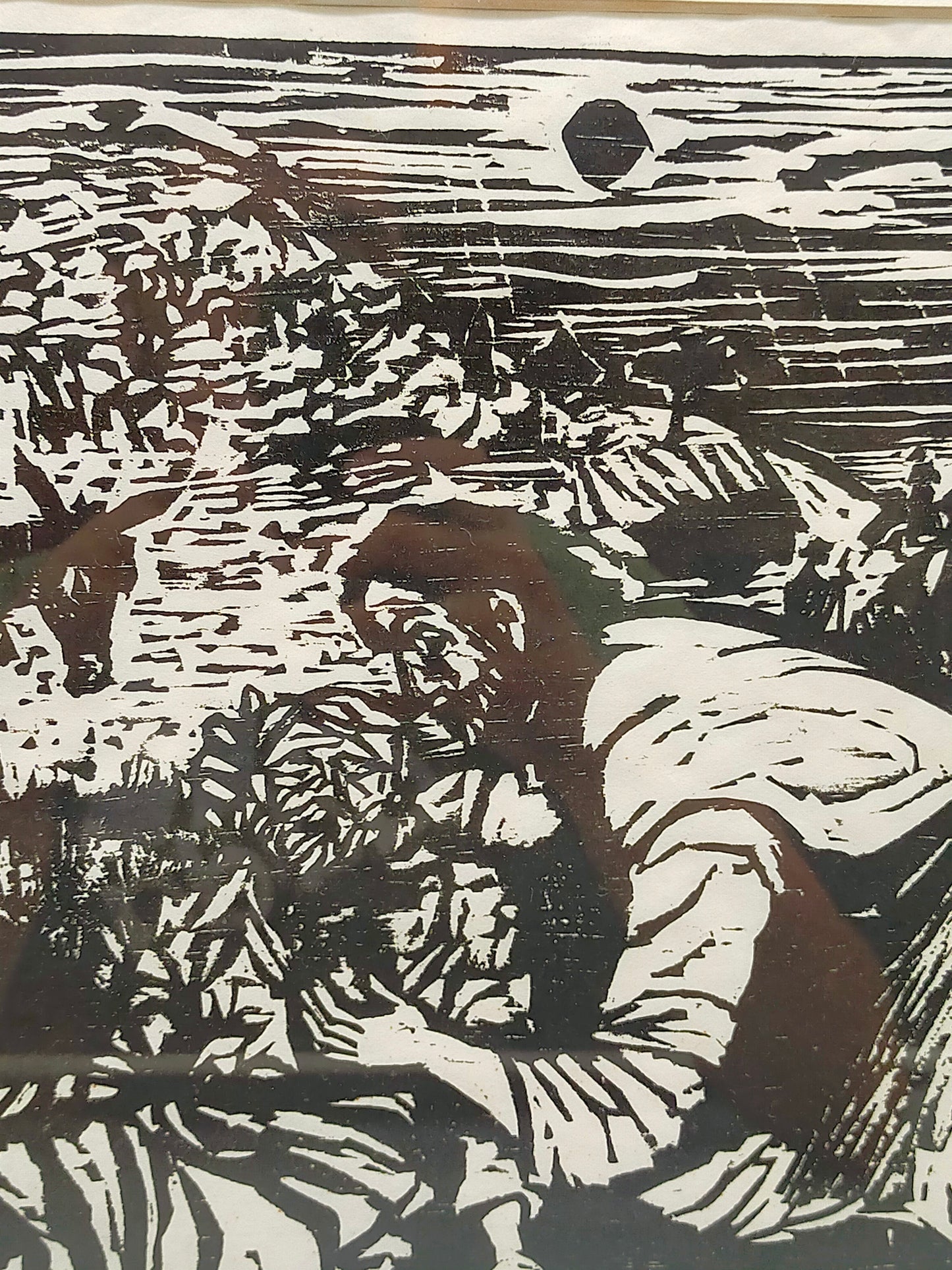 Willi Dirx (1954) Barmherziger Samariter Original Holzschnitt signiert