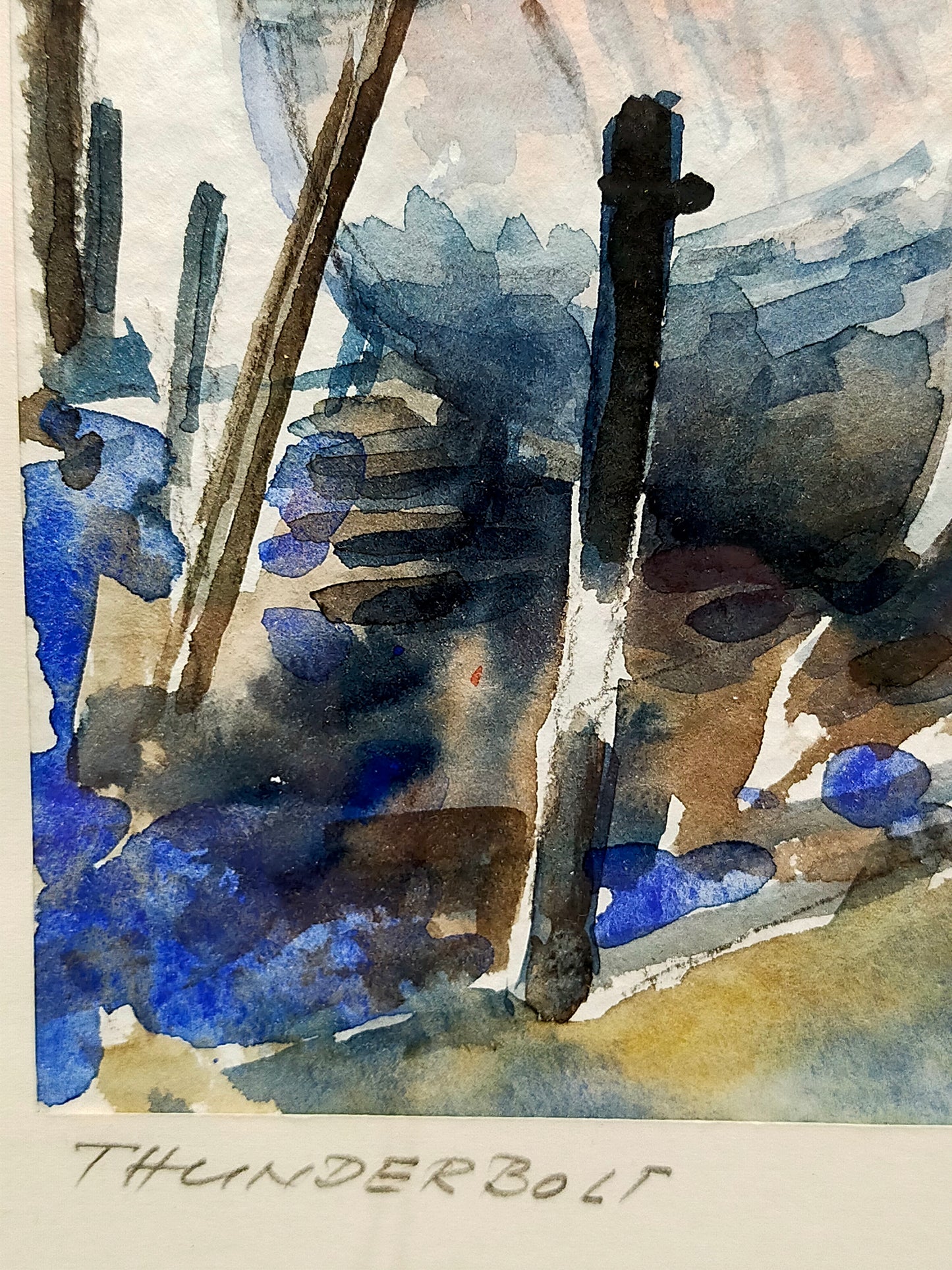 Amerikanische Schule (XX) Thunderbolt Kutter am Steg  Aquarell