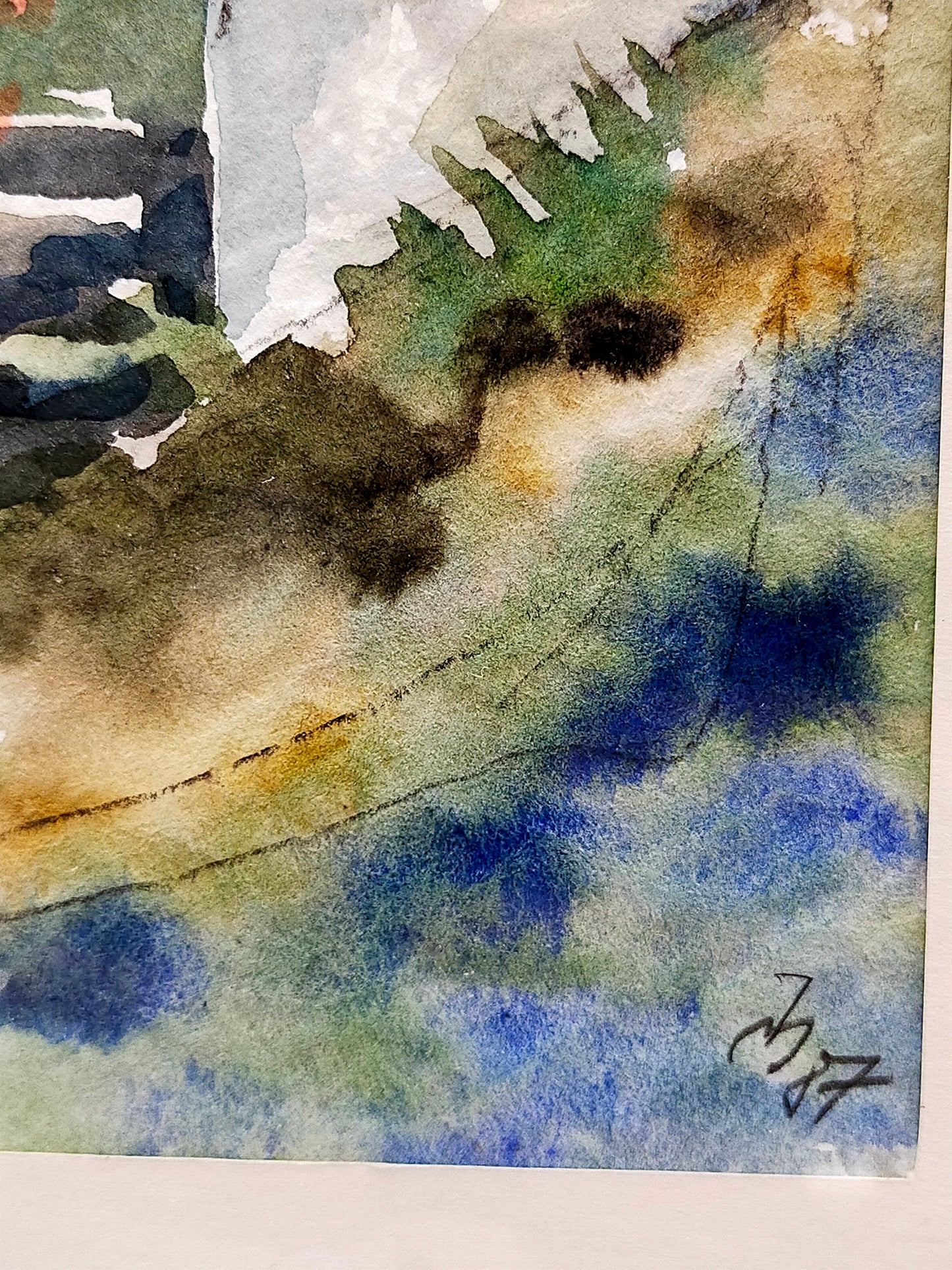 Amerikanische Schule (XX) Thunderbolt Kutter am Steg  Aquarell
