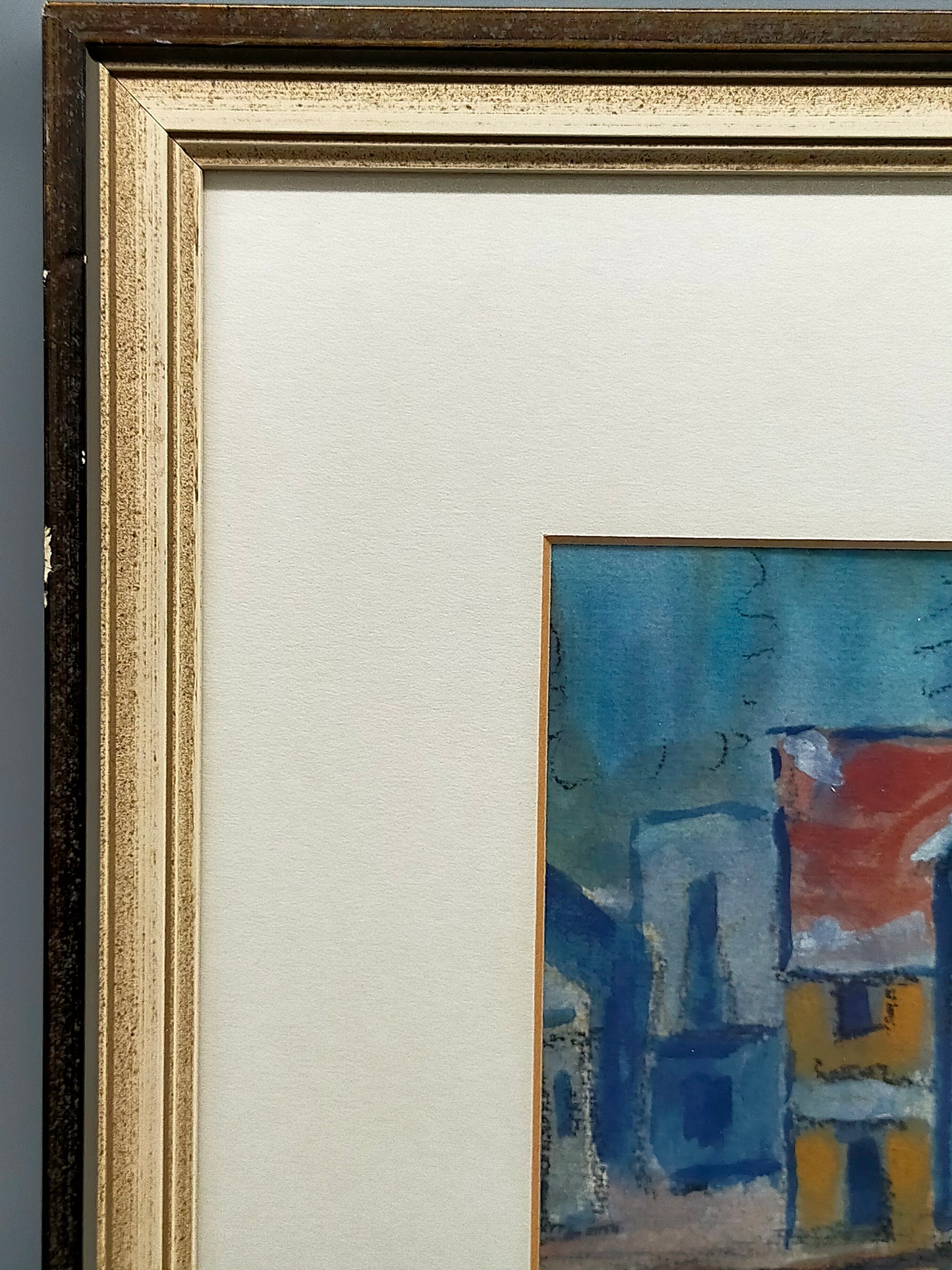 Deutsche Schule (XX) Winterliche Flusslandschaft mit Brücke Aquarell