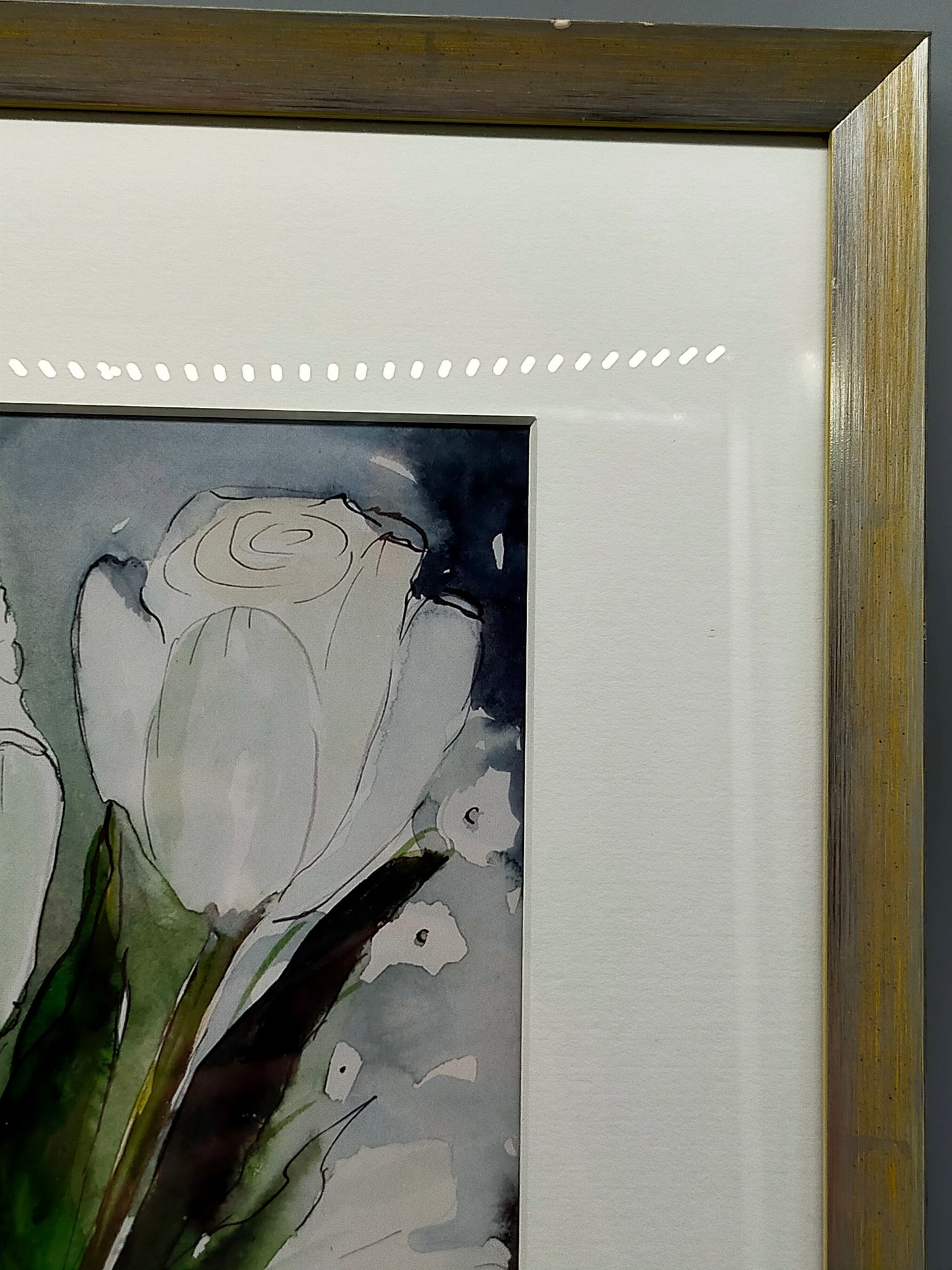 Gisela Tanculski – Elegantes Aquarell mit weißen Rosen – Kunstwerk