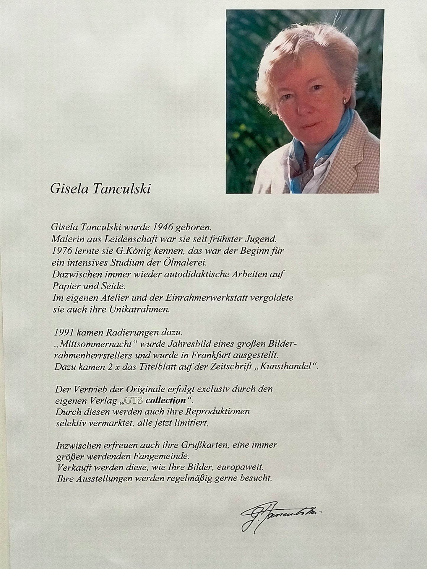 Gisela Tanculski – Elegantes Aquarell mit weißen Rosen – Kunstwerk