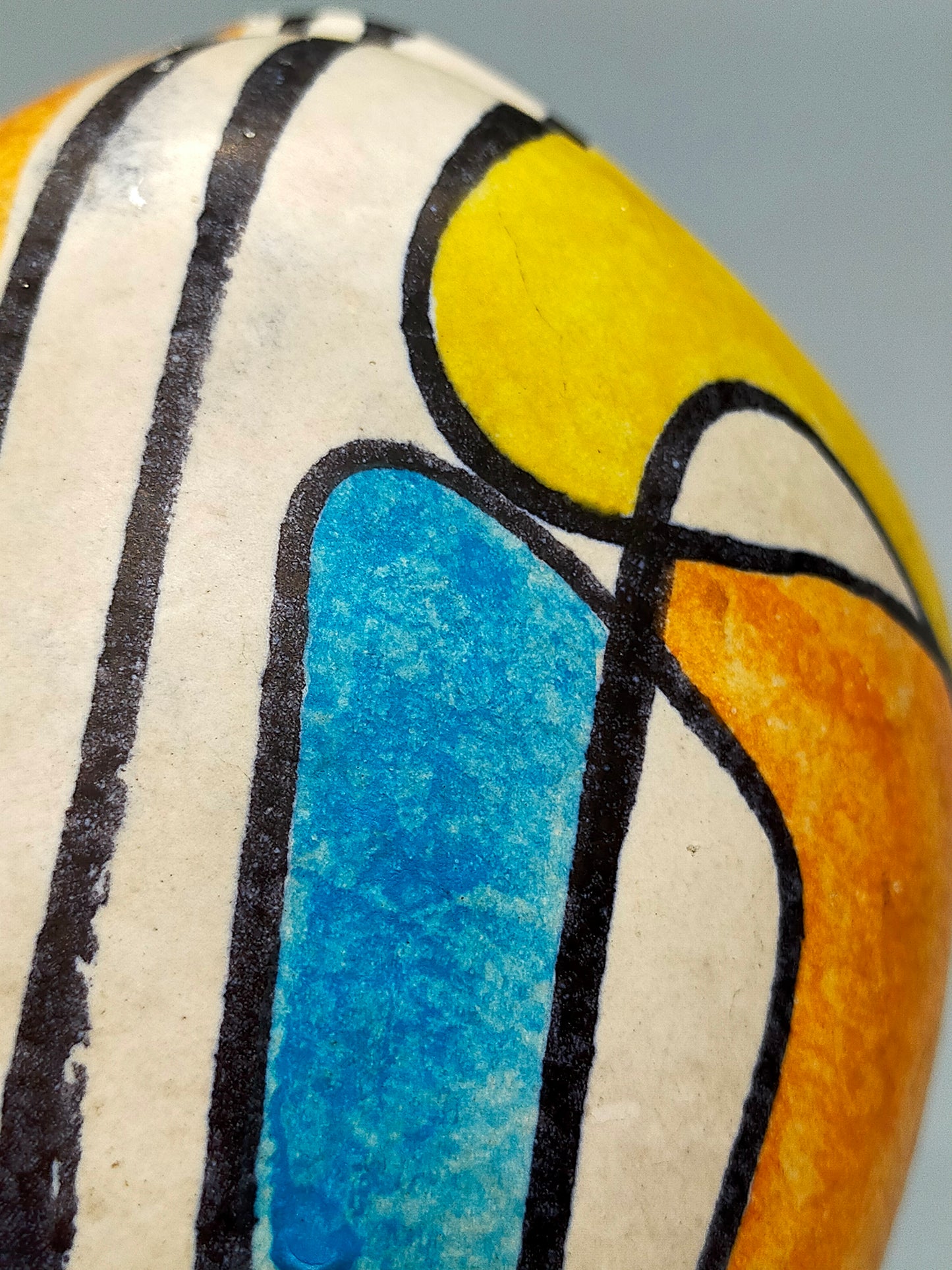 Vintage Kunstkeramik Vase im Mid-Century Stil Abstraktes Farbdekor