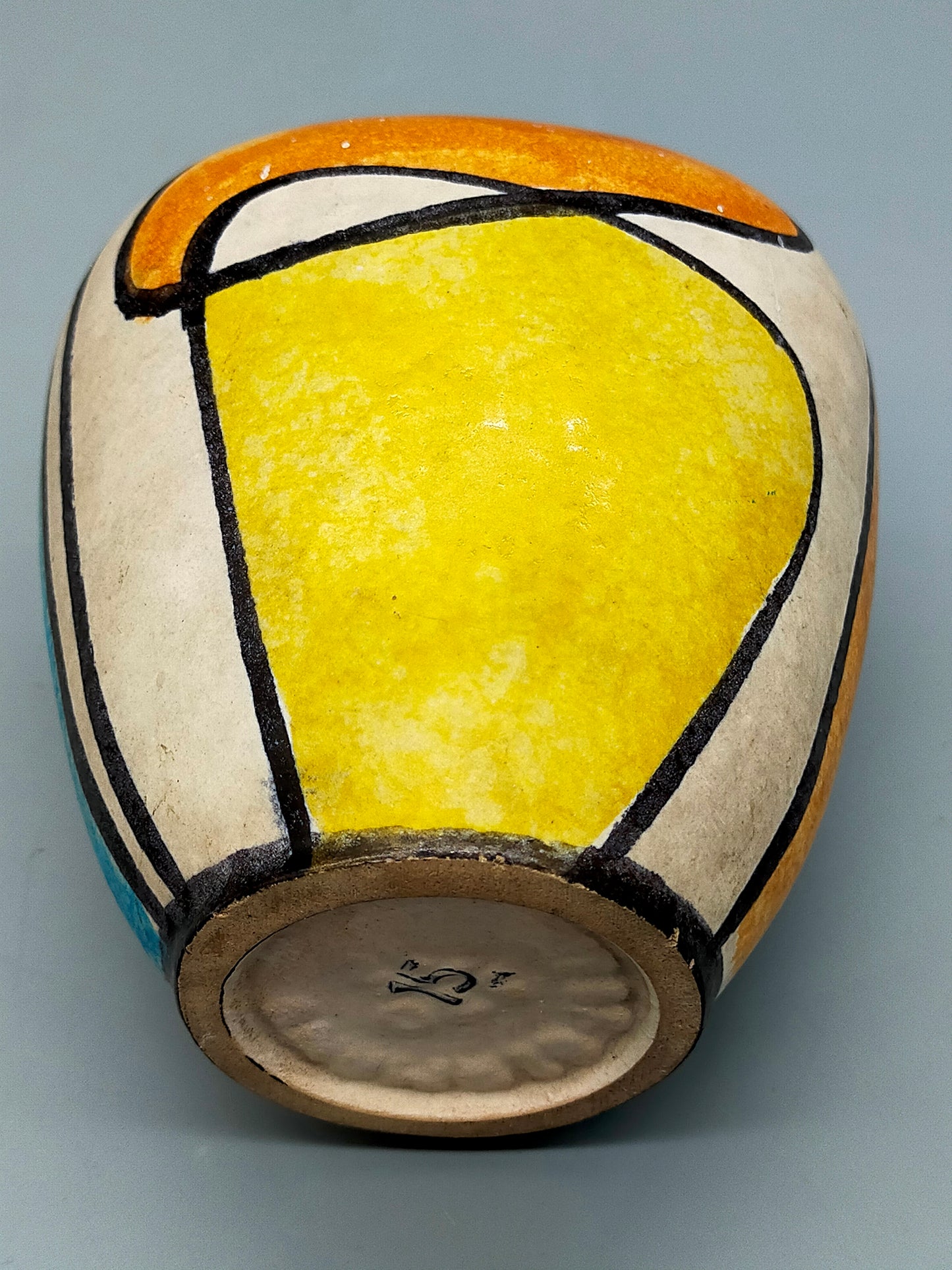 Vintage Kunstkeramik Vase im Mid-Century Stil Abstraktes Farbdekor