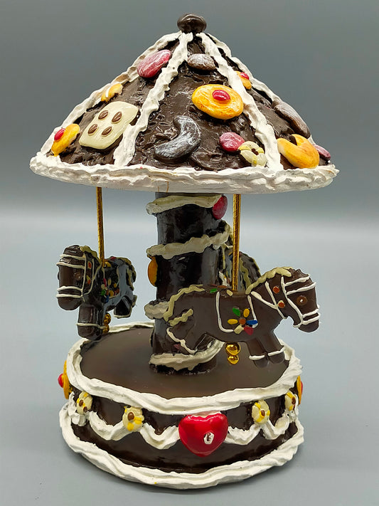 Vintage Karussell-Figur SpielUhr  Lebkuchen  design