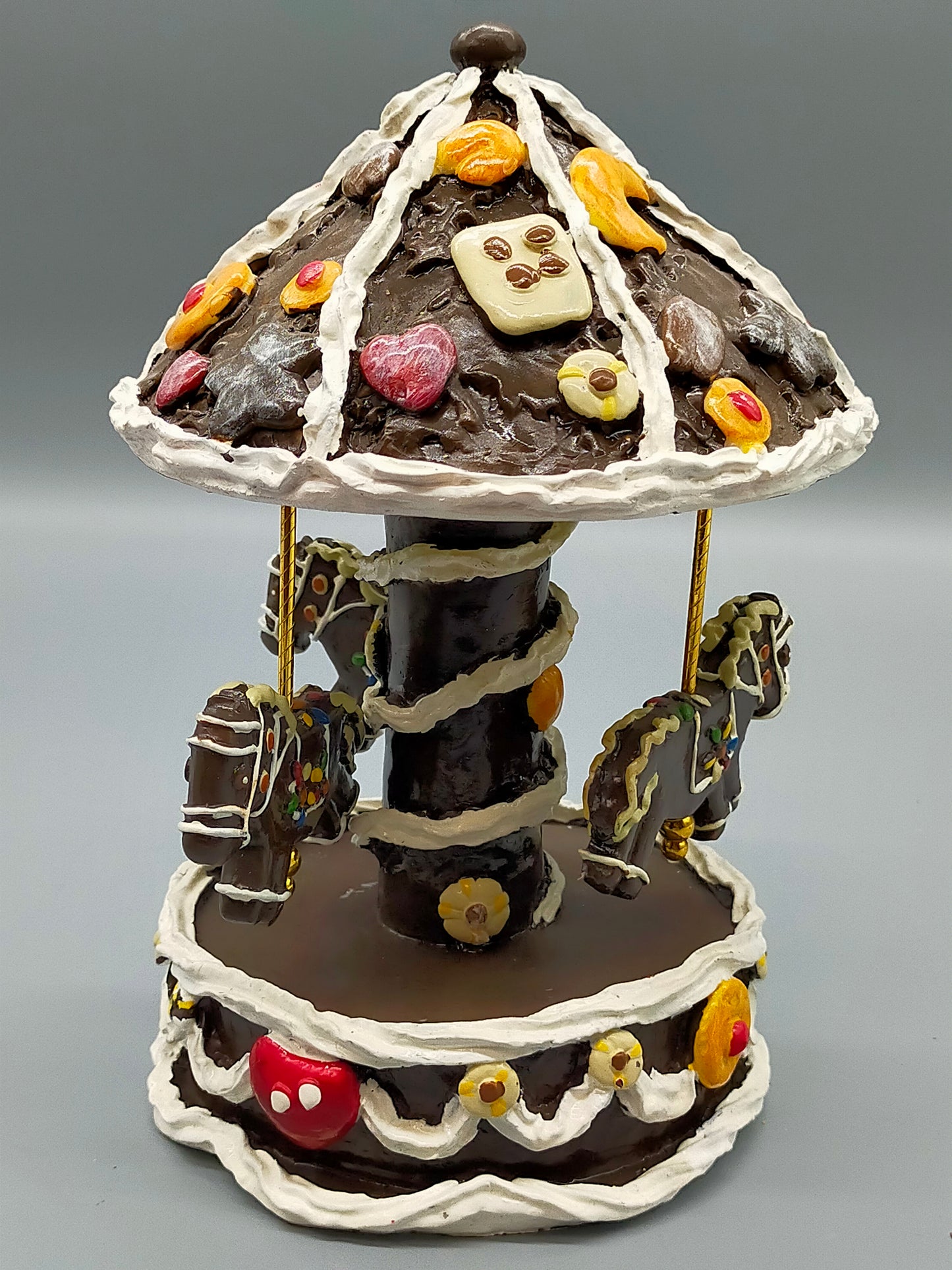 Vintage Karussell-Figur SpielUhr  Lebkuchen  design