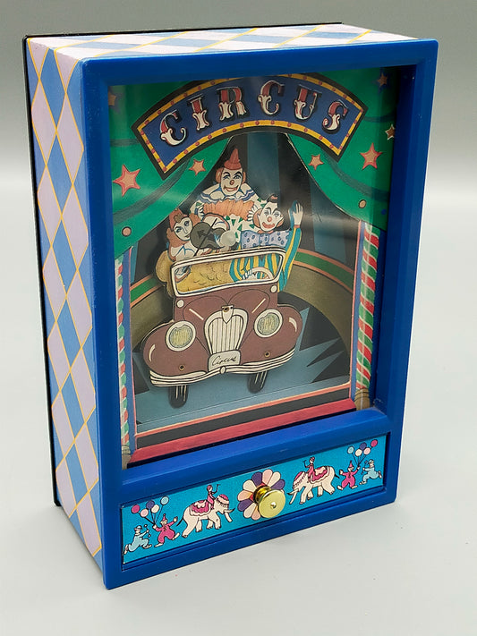 Vintage Circus Spiel Uhr mit Schublade Melodie Small World
