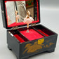 Asiatische Spieldose Schmuckschatulle mit Ballerina Schwarz Lack