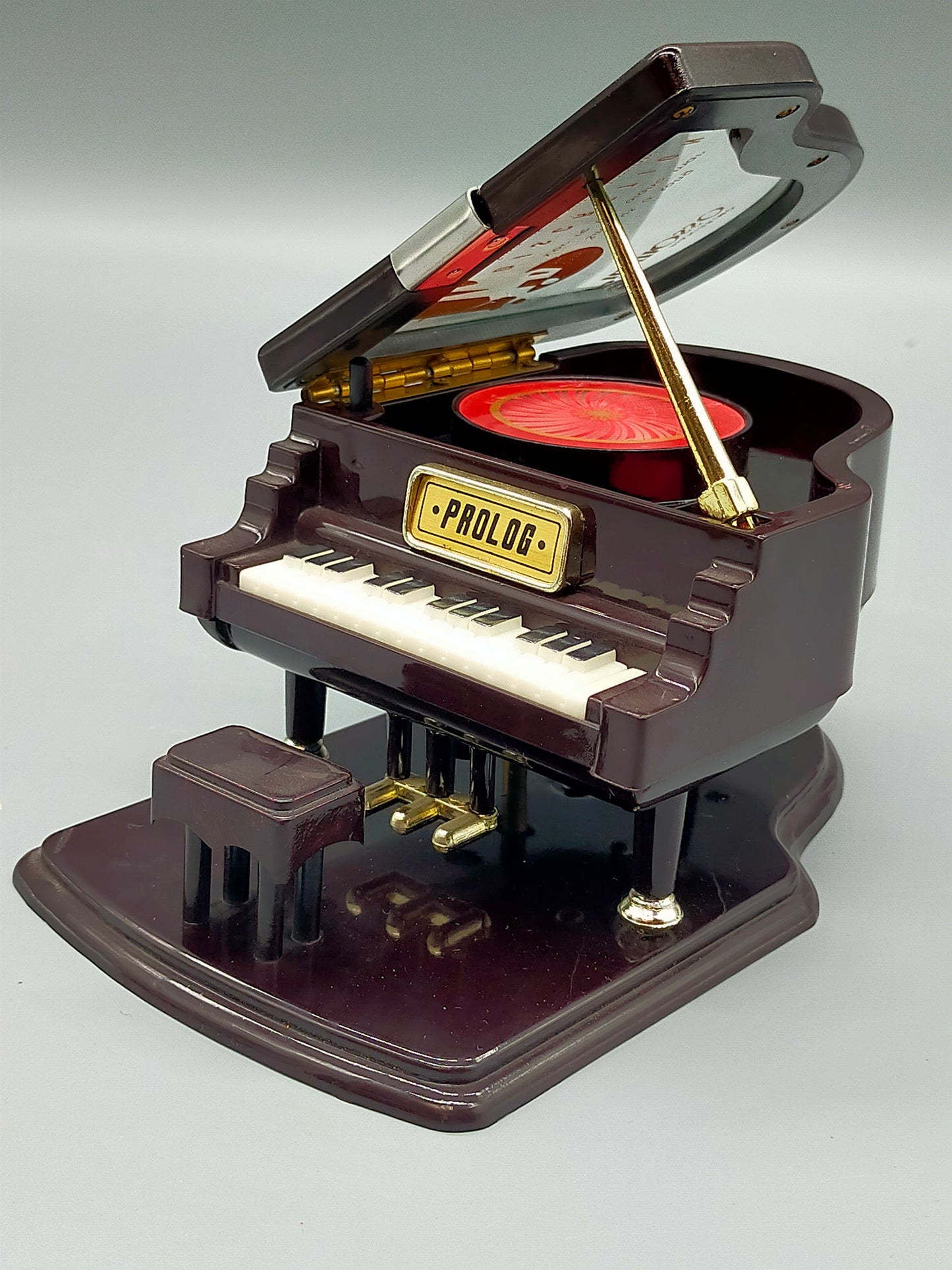 Vintage Prolog Klavier Spiel Uhr Musikdose mit Hocker