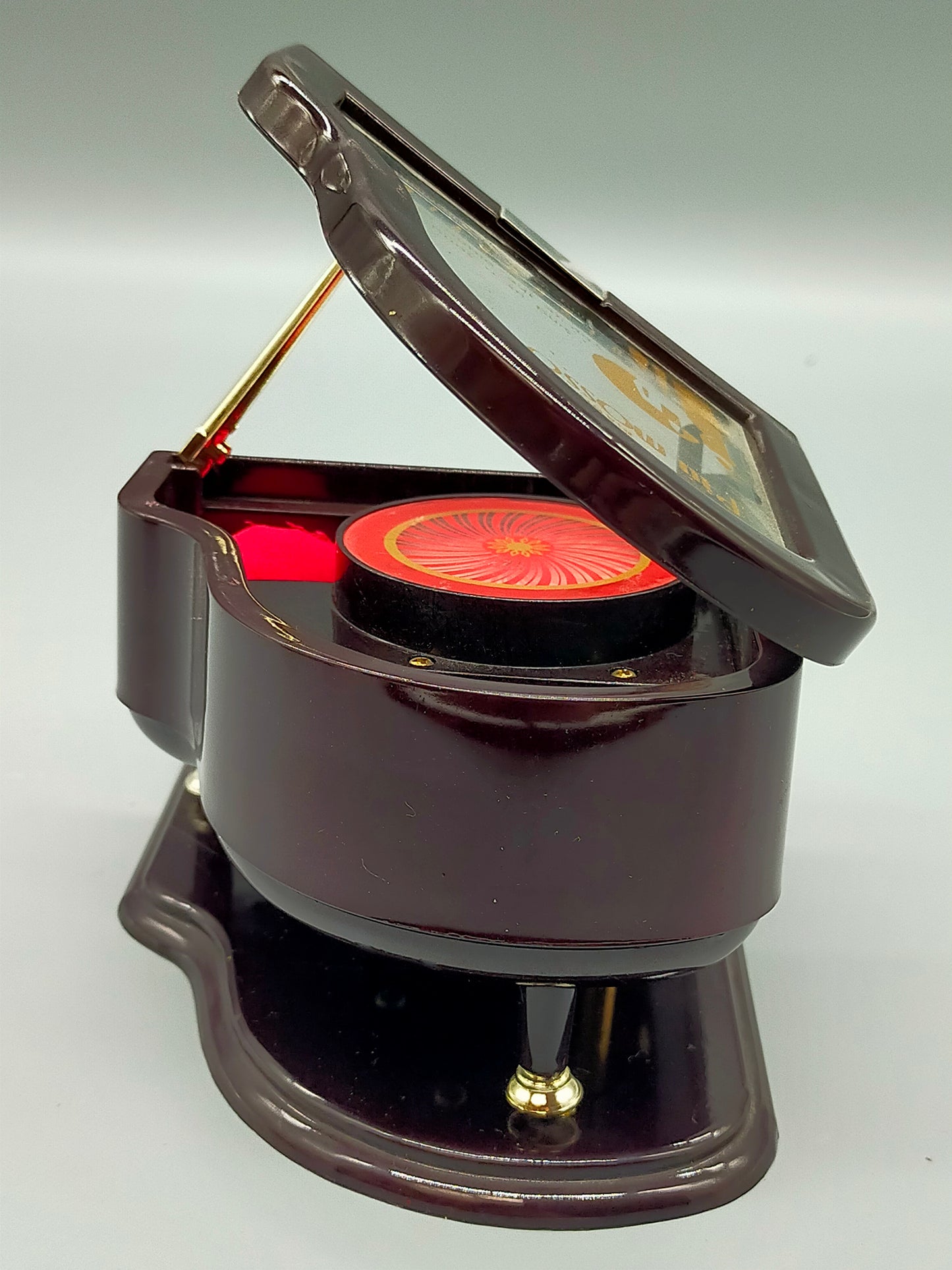 Vintage Prolog Klavier Spiel Uhr Musikdose mit Hocker